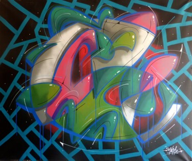 Painting titled "Fish n°2312" by Saname, Original Artwork, Spray paint