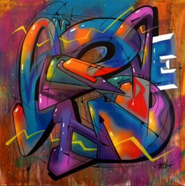 Painting titled "Trace n° 2403" by Saname, Original Artwork, Spray paint
