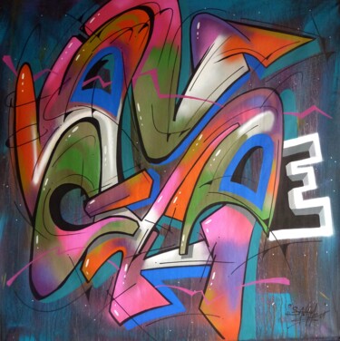 Painting titled "Trace n° 2404" by Saname, Original Artwork, Spray paint
