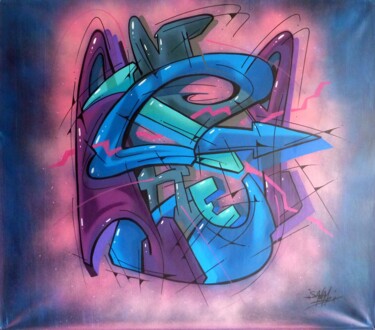 Painting titled "Trace n° 2405" by Saname, Original Artwork, Spray paint
