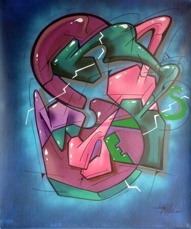 Painting titled "Trace n° 2409" by Saname, Original Artwork, Spray paint