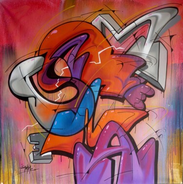 Painting titled "Trace n° 2410" by Saname, Original Artwork, Spray paint