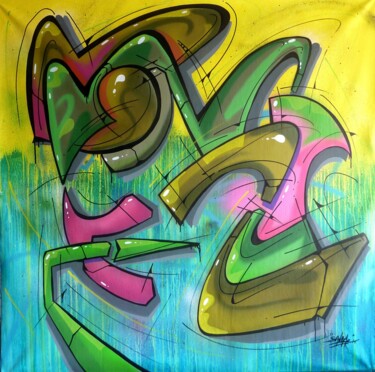 Painting titled "100 titres 108" by Saname, Original Artwork, Spray paint