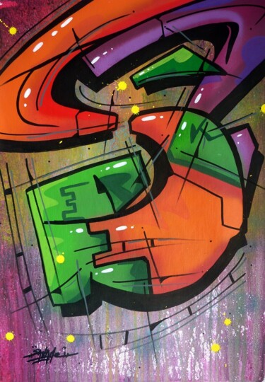 Schilderij getiteld "Trace n° 2412" door Saname, Origineel Kunstwerk, Graffiti