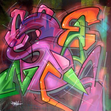 Schilderij getiteld "Trace n° 2413" door Saname, Origineel Kunstwerk, Graffiti