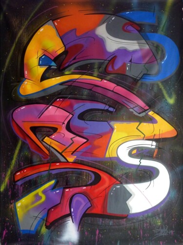 Malerei mit dem Titel "100 titres 112" von Saname, Original-Kunstwerk, Sprühfarbe