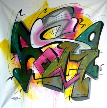 Painting titled "Trace n°2418" by Saname, Original Artwork, Spray paint