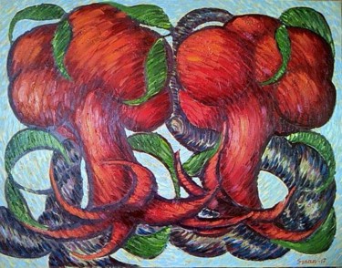 Картина под названием ""Гранаты"" - Sanan Samedov, Подлинное произведение искусства, Масло