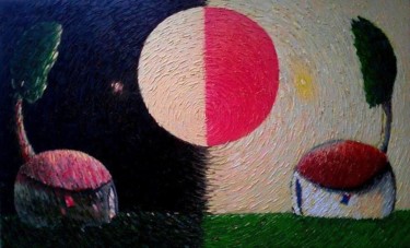 Картина под названием ""День и ночь"" - Sanan Samedov, Подлинное произведение искусства, Масло