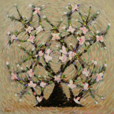 Картина под названием ""Цветущий миндаль"" - Sanan Samedov, Подлинное произведение искусства, Масло