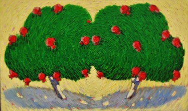 Картина под названием ""Гранатовые деревья"" - Sanan Samedov, Подлинное произведение искусства, Масло