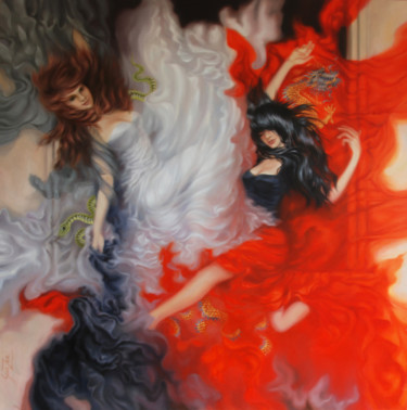 Malerei mit dem Titel "Spring Girls" von Sana Zee, Original-Kunstwerk, Öl