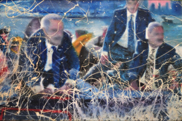 Painting titled "Splashdown" by Sánchez Gruffy, Original Artwork, Oil Mounted on Wood Stretcher frame