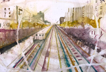 Schilderij getiteld "Rail" door Sánchez Gruffy, Origineel Kunstwerk, Olie