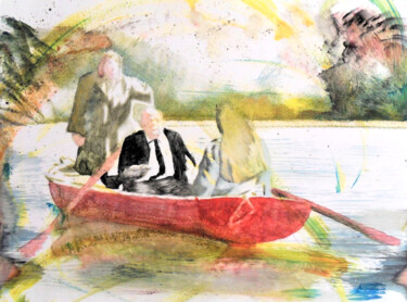 Peinture intitulée "Buffet froid (papie…" par Sánchez Gruffy, Œuvre d'art originale, Huile
