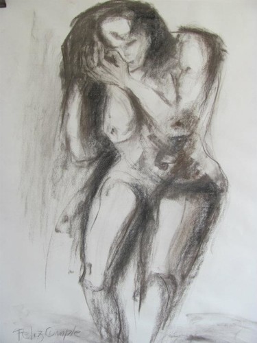 Disegno intitolato "desnudo" da Jorge Alberto Sánchez Conte, Opera d'arte originale, Carbone