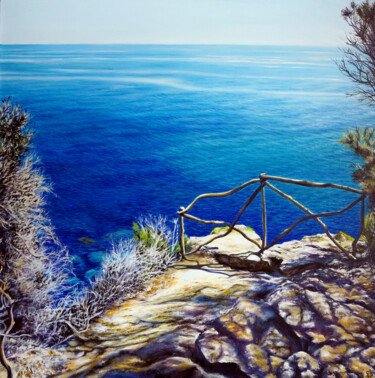 Malerei mit dem Titel "In the blu" von Sand, Original-Kunstwerk, Öl Auf Keilrahmen aus Holz montiert