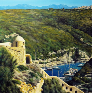 Painting titled "The fortress of Bon…" by Sand, Original Artwork, Oil Mounted on Wood Stretcher frame