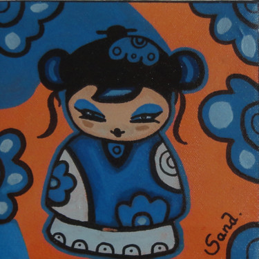 Painting titled "Princesse Komashi" by Sand-Créas, Original Artwork, Acrylic