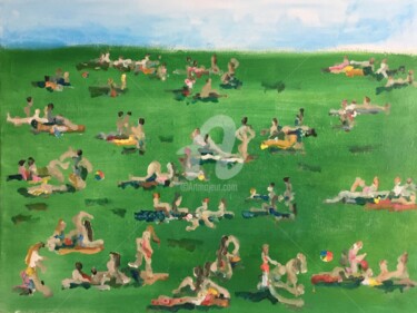 Peinture intitulée "déjeuner sur l'herbe" par Sandrine Carobbé, Œuvre d'art originale, Acrylique