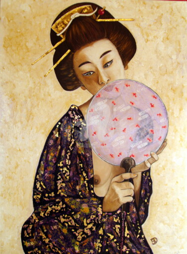 Malerei mit dem Titel "washi-geiko" von Sanderochefort, Original-Kunstwerk, Öl