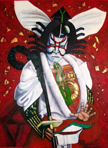 Peinture intitulée "Samourai Kumadori" par Sanderochefort, Œuvre d'art originale, Huile