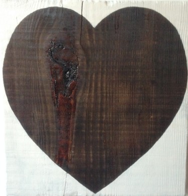 Sculpture intitulée "coeur à prendre" par Sandra Febvre, Œuvre d'art originale, Bois