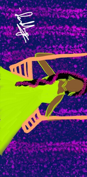 Schilderij getiteld "Brown Girl in Neon" door Sandhya Grace, Origineel Kunstwerk, Digitaal Schilderwerk