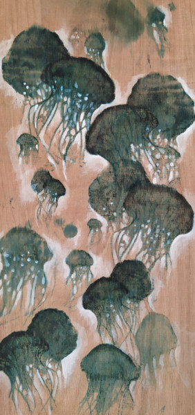 Peinture intitulée "MEDUSA 002" par Sandie Ledormeur, Œuvre d'art originale, Acrylique Monté sur Panneau de bois