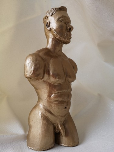 Sculpture intitulée "Un homme en or" par Sandie Pacary, Œuvre d'art originale