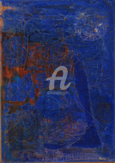 Painting titled "Bleu rouillé" by Sand Laurans, Original Artwork, Pigments