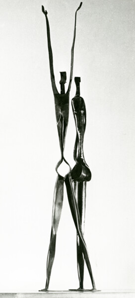 Sculpture titled "Human couple" by Sándor Móga, Original Artwork, Metals