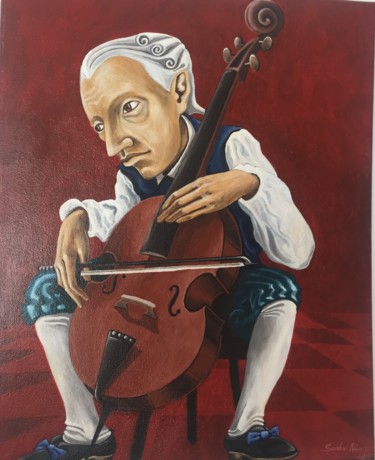Malerei mit dem Titel "Cellist" von Alin Sandor, Original-Kunstwerk, Acryl