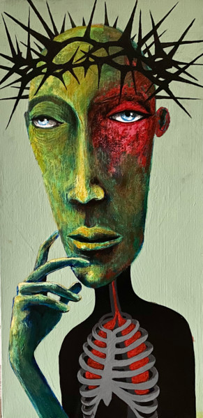 Malerei mit dem Titel "Schmerzlos" von Alin Sandor, Original-Kunstwerk, Öl