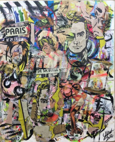 Collagen mit dem Titel "« Paris vue d’Holly…" von Sandra Aime, Original-Kunstwerk, Collagen