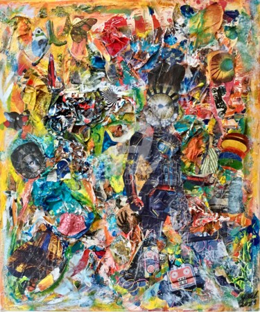 Collages intitulée "« Le sens de la mét…" par Sandra Aime, Œuvre d'art originale, Acrylique