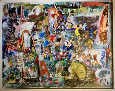 Collages titled "« Ce qui compte »" by Sandra Aime, Original Artwork, Collages Mounted on artwork_cat.