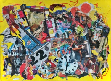 Collages titled "« Abracadabrant ? »" by Sandra Aime, Original Artwork, Acrylic Mounted on Wood Stretcher frame