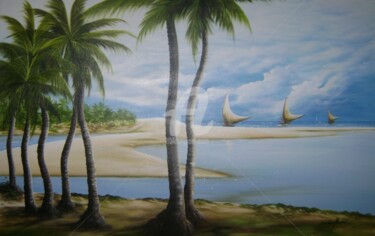 Pintura intitulada "coqueiros" por Sandra Alves, Obras de arte originais, Acrílico