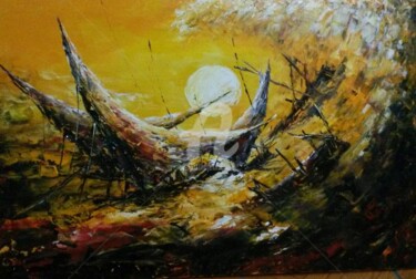 Pintura intitulada "Barcos" por Sandra Alves, Obras de arte originais, Acrílico