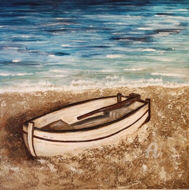 Painting titled "BARCA ANNA" by Sandra Ballve, Original Artwork, Acrylic Mounted on Wood Stretcher frame