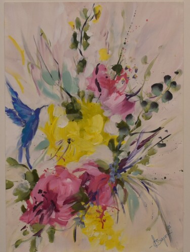 Peinture intitulée "Bird's Bouquet" par Sandra Bayer, Œuvre d'art originale, Acrylique