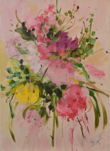 Painting titled "Mom's Bouquet 2" by Sandra Bayer, Original Artwork, Acrylic