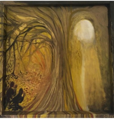Painting titled "Après…" by Sandra Bédu, Original Artwork, Oil Mounted on Wood Panel