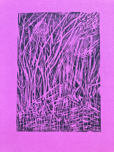 Druckgrafik mit dem Titel "La force de la Natu…" von Sandra Bédu, Original-Kunstwerk, Linoldrucke