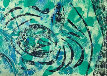 Εκτυπώσεις & Χαρακτικά με τίτλο "Sirène Tourbillon" από Sandra Bédu, Αυθεντικά έργα τέχνης, Χαρακτικά σε λινόλαιο