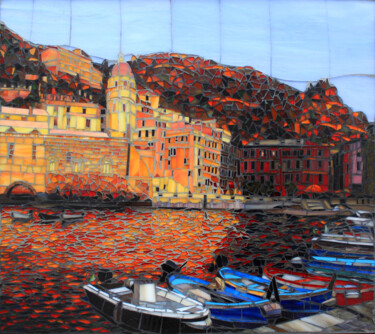"Vernazza Sunset" başlıklı Tablo Sandra Bryant tarafından, Orijinal sanat, Mozaik Diğer sert panel üzerine monte edilmiş