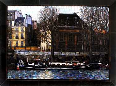 Painting titled "April in Paris" by Sandra Bryant, Original Artwork, Mosaic Mounted on Other rigid panel