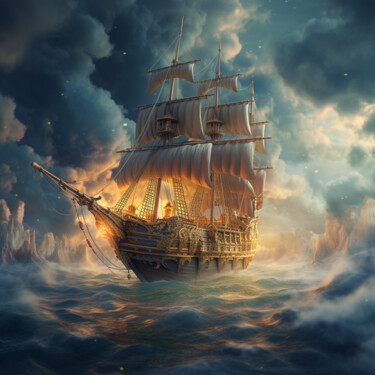 Digital Arts titled "Boat" by Sandra Canuel, Original Artwork, AI generated image