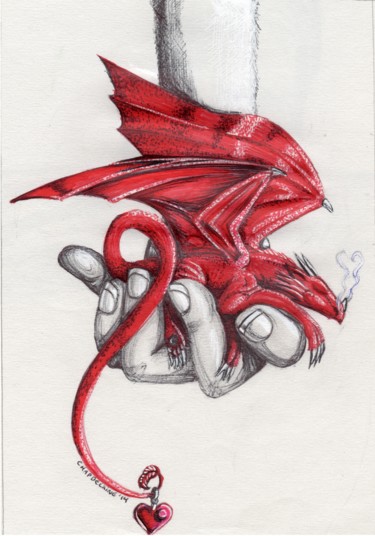 Dessin intitulée "the dragon's lullab…" par Sandra Chapdelaine, Œuvre d'art originale, Autre